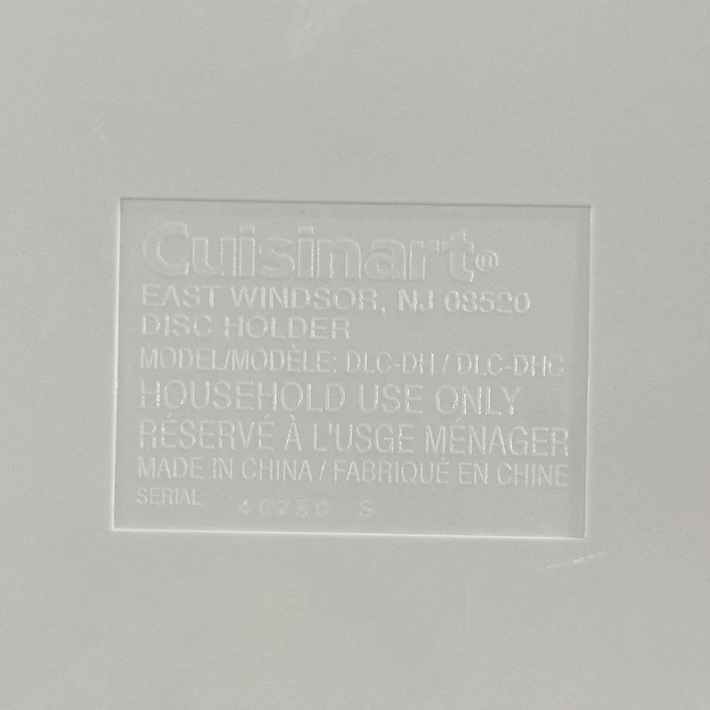 Cuisinart Disc‎ Holder W 2 Disc Blades Model DLC-8 & 10 Food Processor Accessory